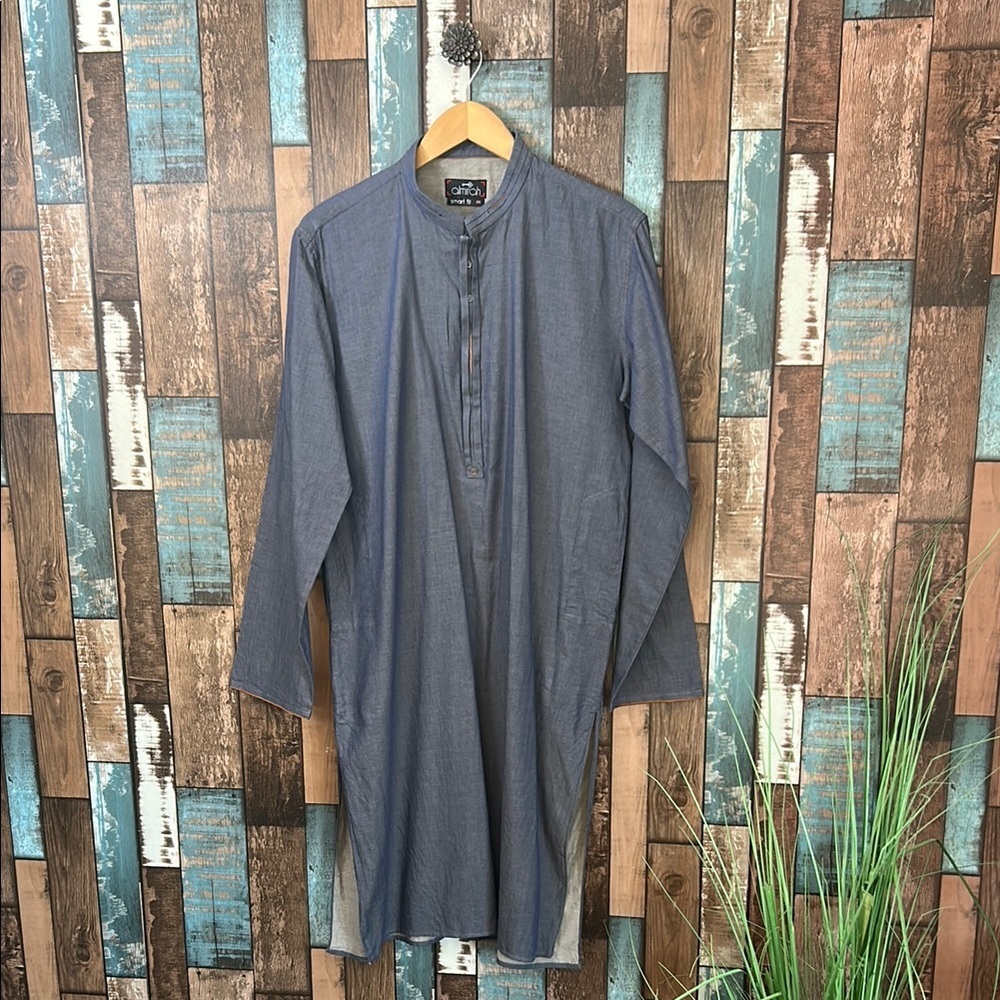 Men's Blue Long Sleeve denim long  top